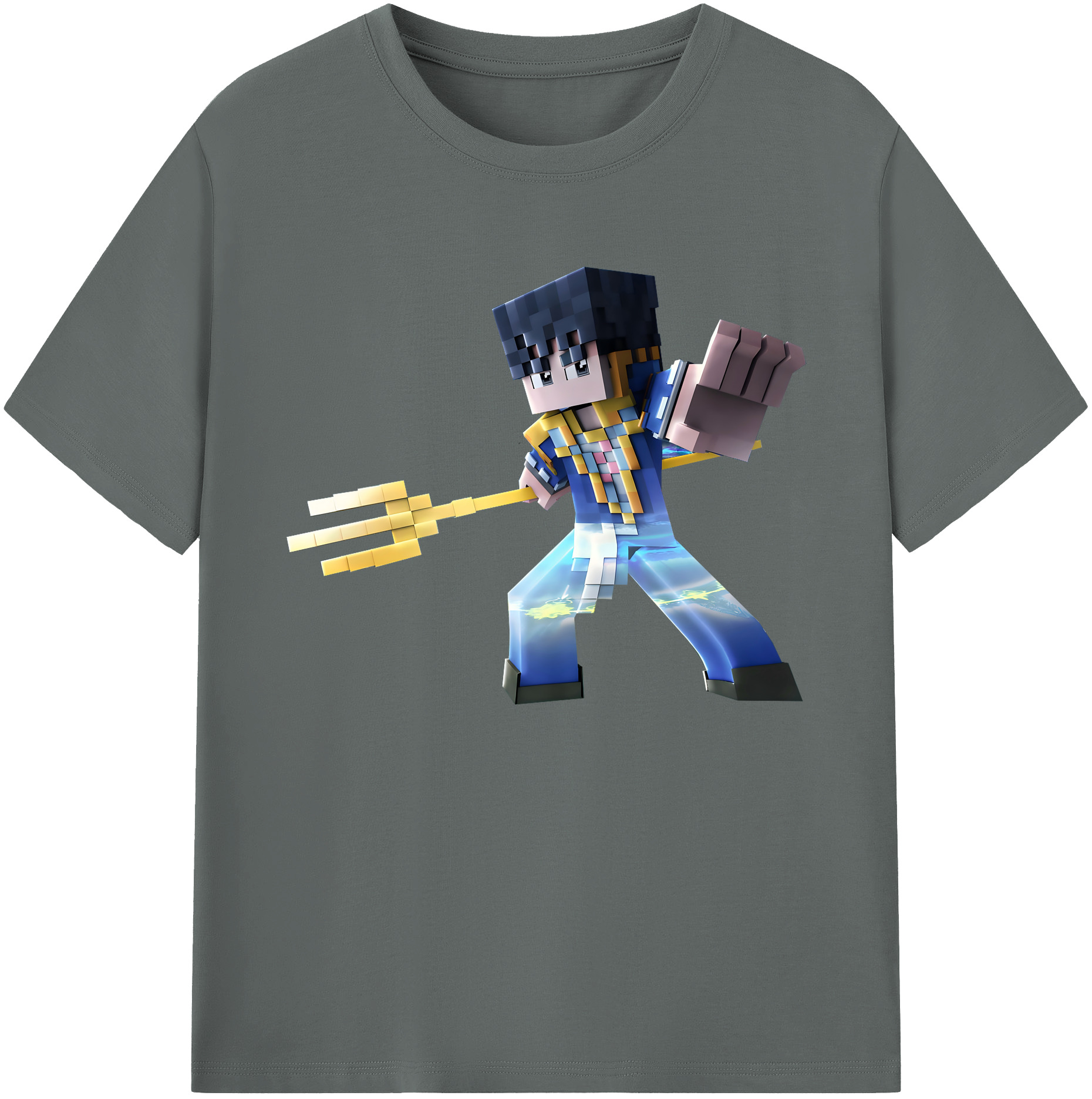 （画像用） マインクラフト ブロックの世界 Minecraft MC Block world 綿100％ メンズ半袖Tシャツ｜肌触りやわらか＆通気性